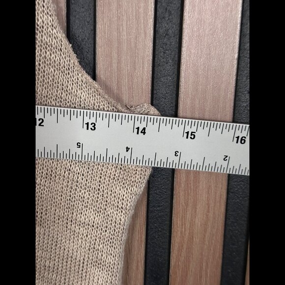 Madison Tank Top Small Womens Beige Open Knit High Low Linen Blend - Picture 3 of 6